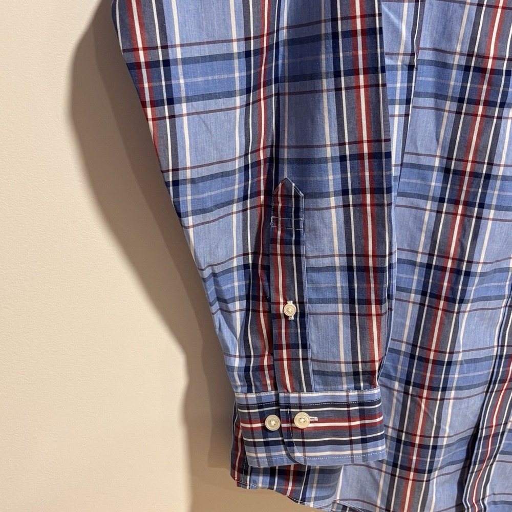 Brooks Brothers Shirt Blue Red Plaid Madison Button Down Cotton Medium Relaxed - Picture 3 of 5